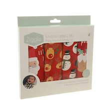Ziggle Bandana Dribble Bibs Christmas Pack of 4 | Red | One Size | 4