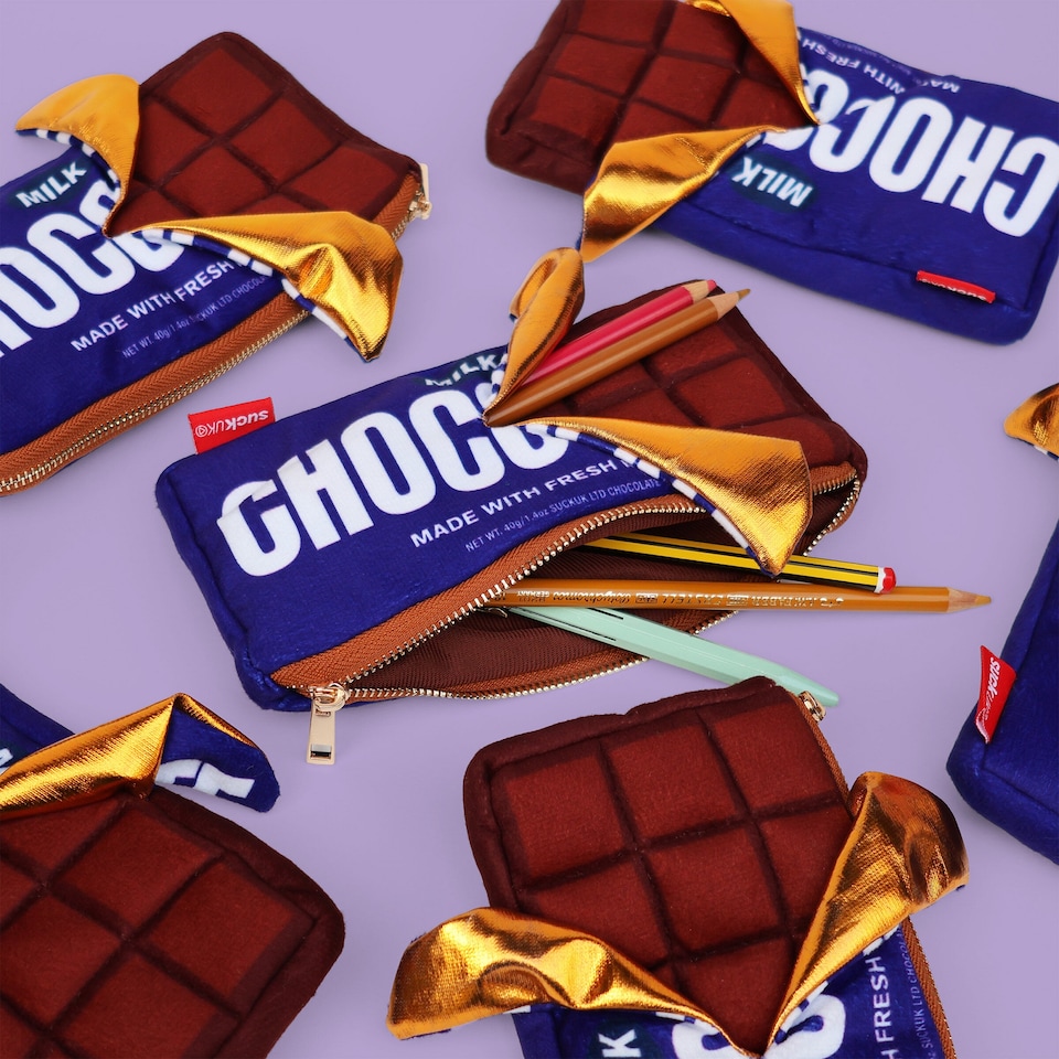 image 1 of Suck UK Plush Chocolate Bar Case - Novelty Zipper Pouch
