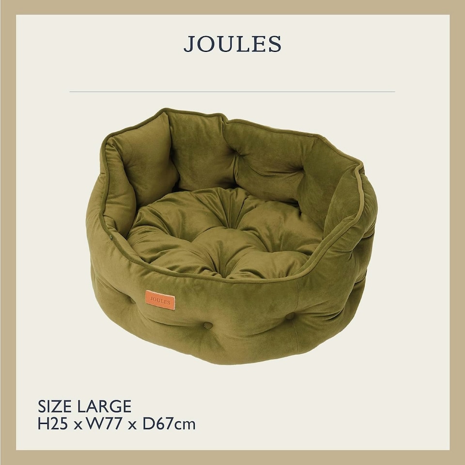 image 1 of Joules Khaki Chesterfield Luxury Dog Bed - Large Green | One Size