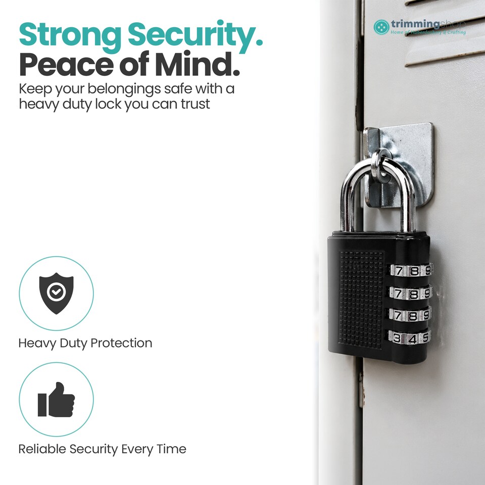 image 1 of 4-Digit Coded Padlock, Black Heavy-Duty Combination Padlock - 2pcs