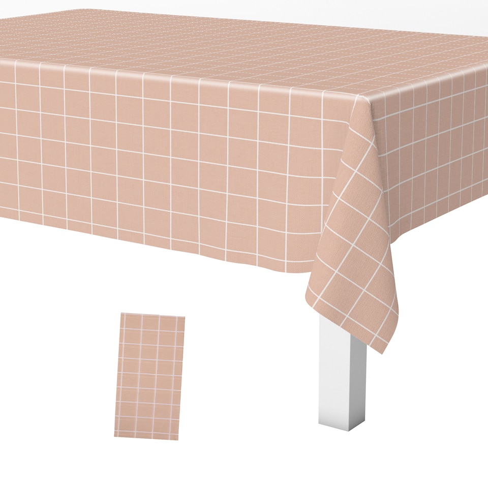 image 1 of Checkered Rectangular Tablecloth, PVC Plastic Table Cover - 137x180cm