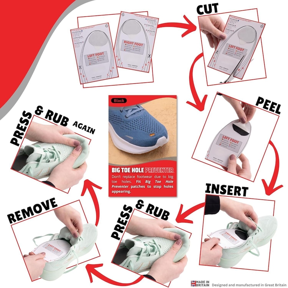 image 1 of Trainer Armour White Big Toe Hole Preventer Patches - For Light-Coloured Shoes | White