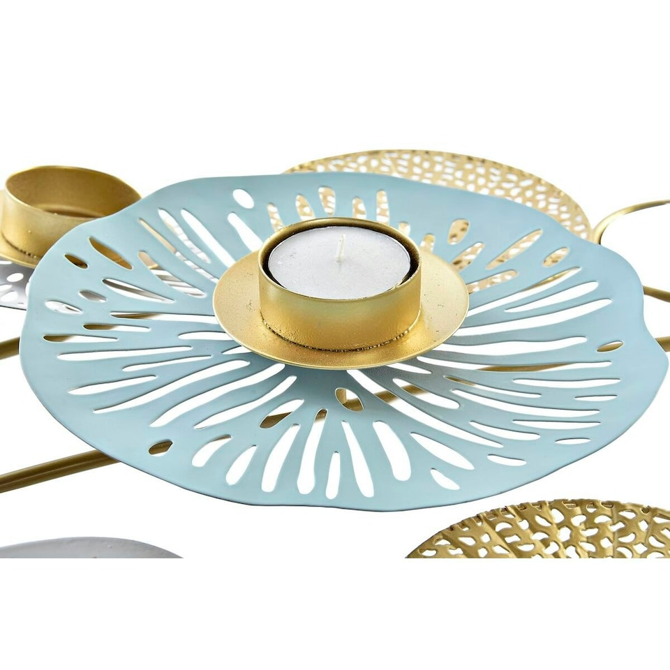 image 1 of Candle Holder DKD Home Decor Mirror Golden Metal Mint Waterlily (54 x 33 x 8 cm) N/A