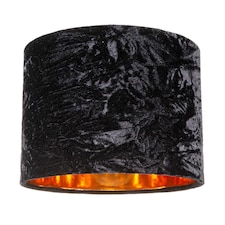 Modern Black Crushed Velvet 8 Inch Table-Pendant Lampshade with Shiny Copper Inner | Black