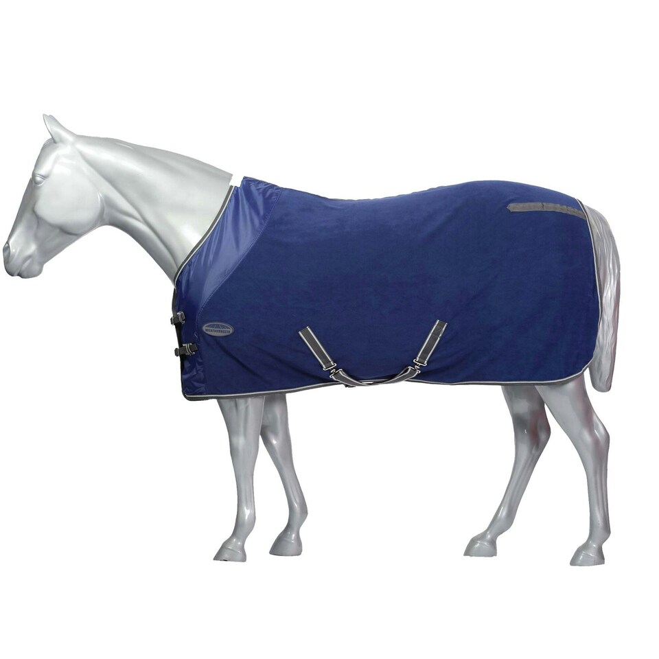 image 1 of Weatherbeeta Standard-Neck Fleece Horse Cooler Rug - Dark Blue/Grey/White - 4´