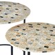 image 4 of Interiors by Premier Set of 2 Pearl Side Nesting Tables, Round Top Tables with Black Iron Legs, Couch Side Tables for Living Room