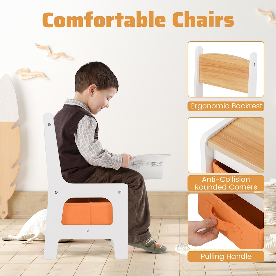 image 1 of COSTWAY 4-in-1 Kids Table and Chair Set Yellow