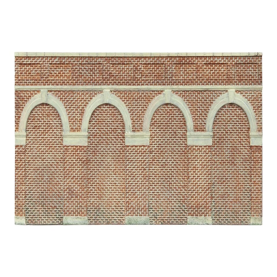 Hornby Skaledale Mid Retaining Walls Red Brick 2pc (Pre-Built)