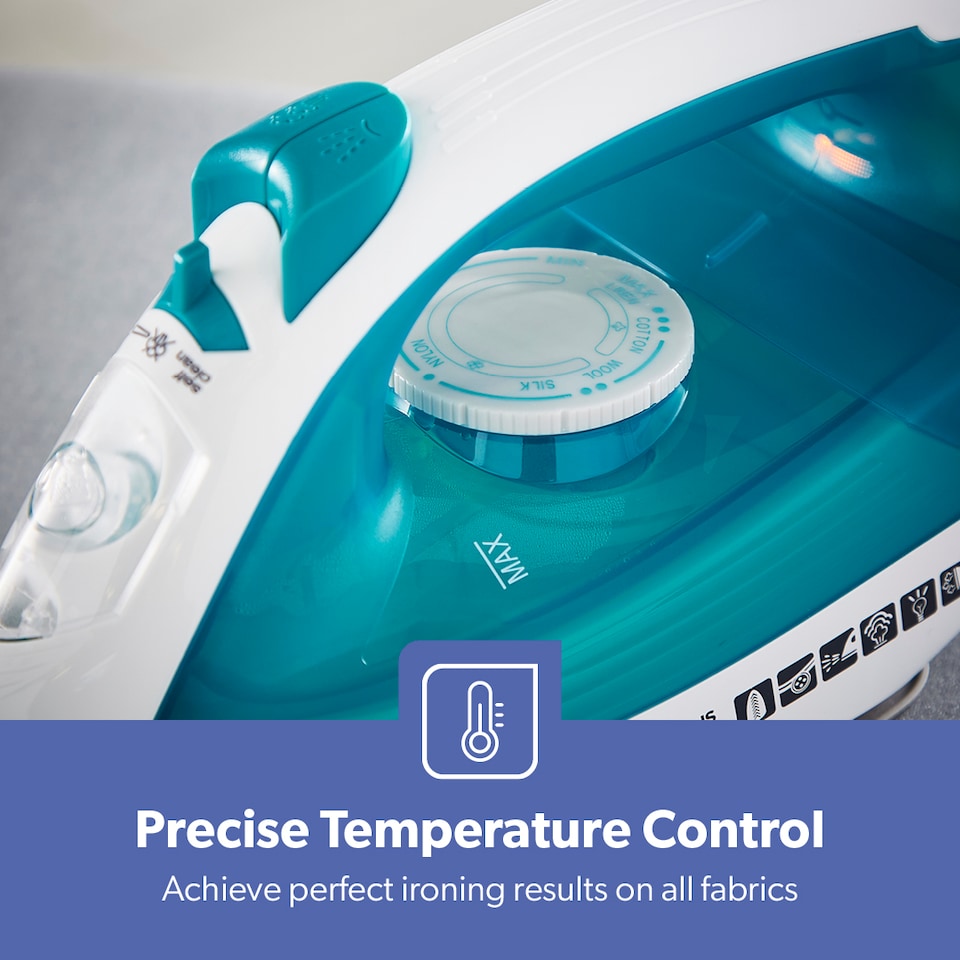 image 1 of GEEPAS Steam Iron Ceramic Soleplate 2000W Blue