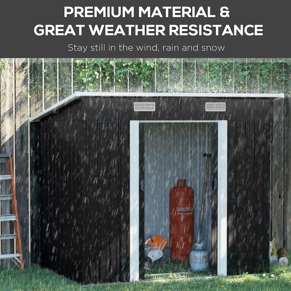 image 1 of Outsunny 7 x 4ft Outdoor Garden Storage Shed for Backyard Patio Black
