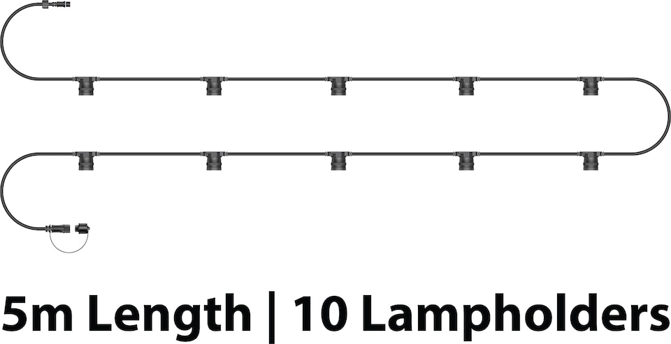 image 1 of E27 ES Screw Festoon Black Rubber IP65 5m 10 Lamp