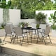 image 2 of Outsunny 7 Pieces Garden Table and Chairs with Tempered Glass Top Grey