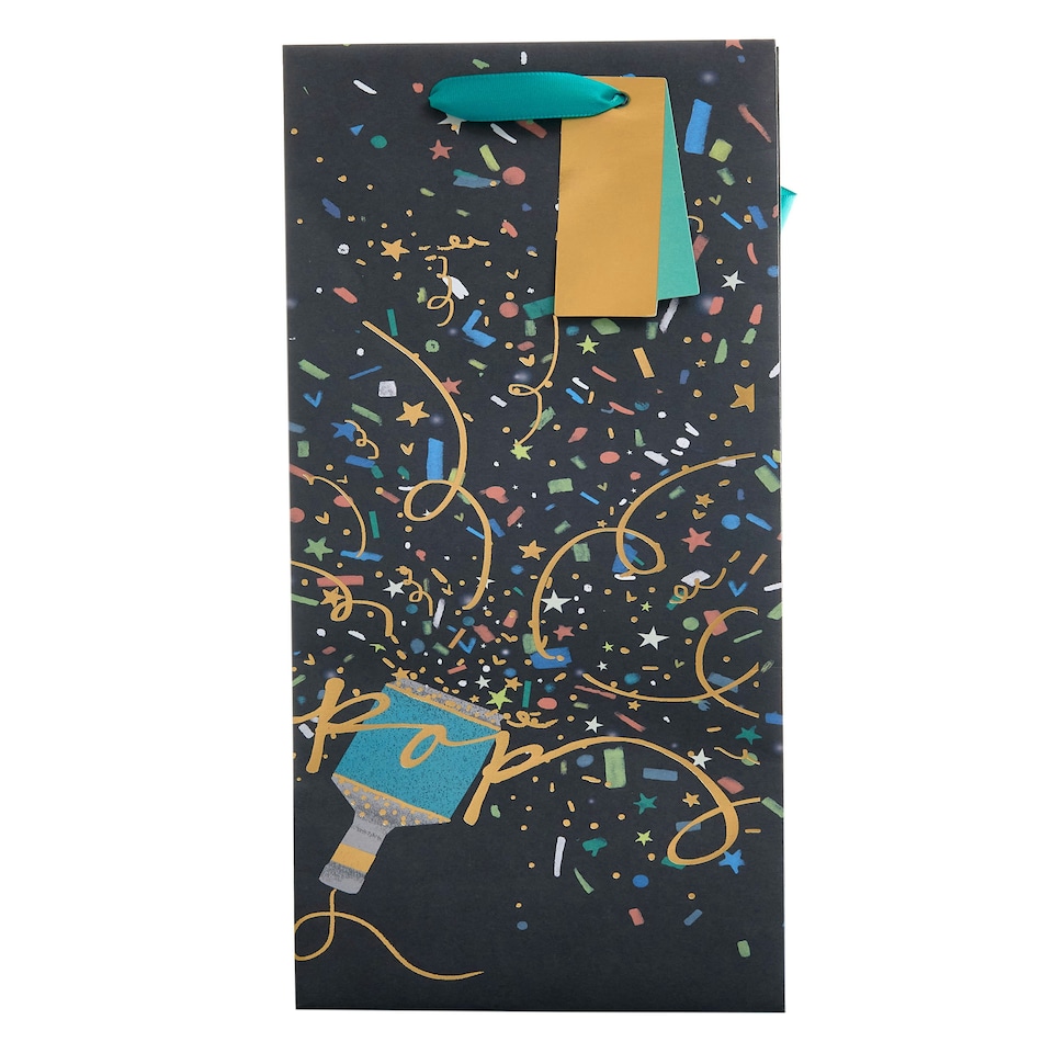image 1 of Multipack of 3 Bottle Bags | Party Bags for Presents | Birthdays/Congratulations | For Him/Her/Friend | Party Popper Design