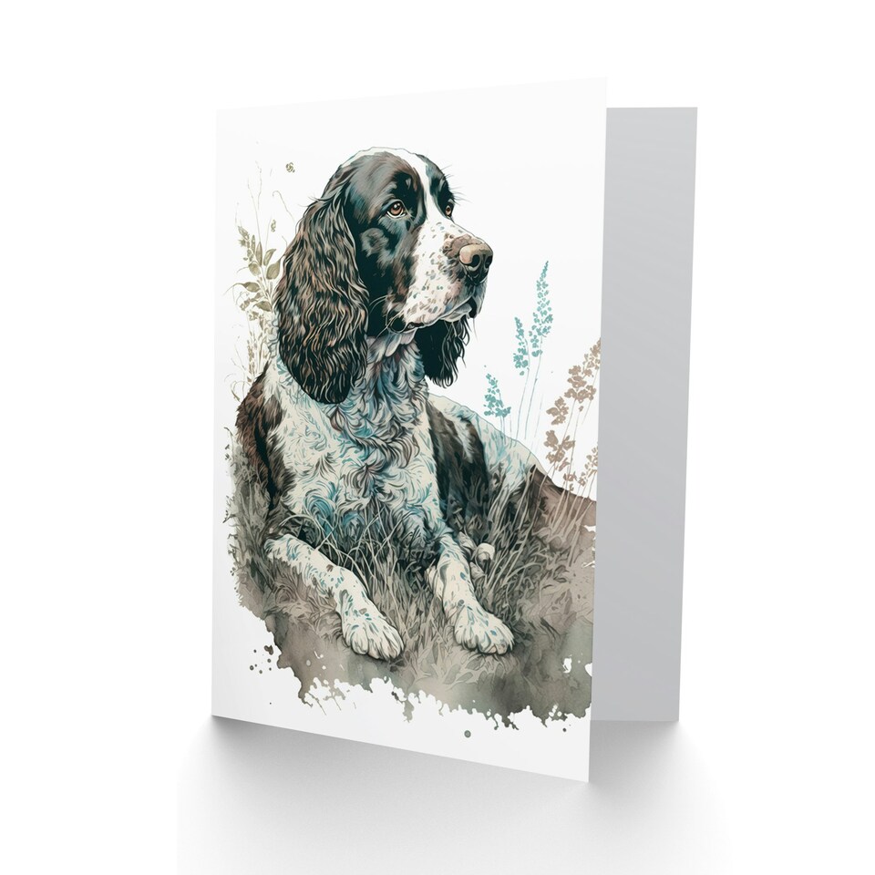 image 1 of Dog Lover English Springer Spaniel Watercolour Animal Greeting Card