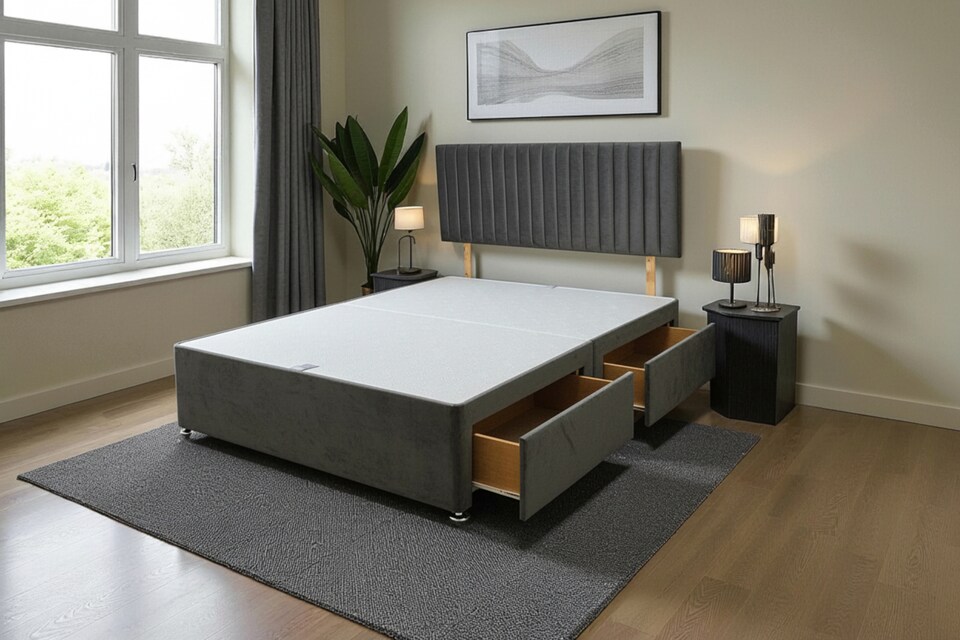 image 1 of Emily Divan Bed Base 2 Drawers, with Headboard Naples Fabric