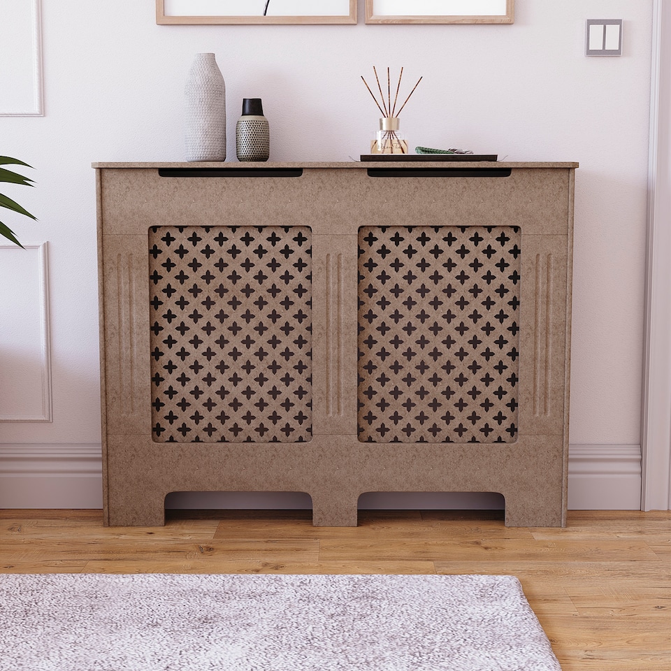 image 1 of Vida Designs Oxford Radiator Cover MDF Cabinet, Unfinished, 111cm