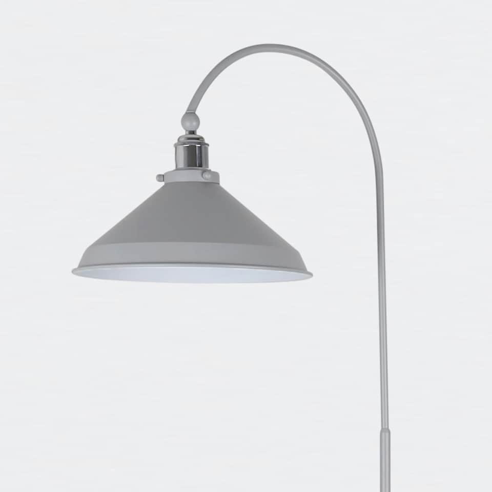 image 1 of First Choice Lighting Maxwell Flint Grey Chrome Floor Reading Lamp Grey | Chrome
