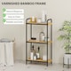 image 4 of HOMCOM 3-Tier Bamboo Bathroom Storage Shelf, Freestanding Narrow Shelving Unit with Slatted Shelves for Kitchen Bathroom Living Room, 41.5 x 21.5 x 77.5 cm, Natural and Black | Black