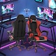 image 2 of Alivio Ergonomic Gaming Chair with Massage Lumbar Cushion & Retractable Footrest, PU Leather Video Game Chair (Red)