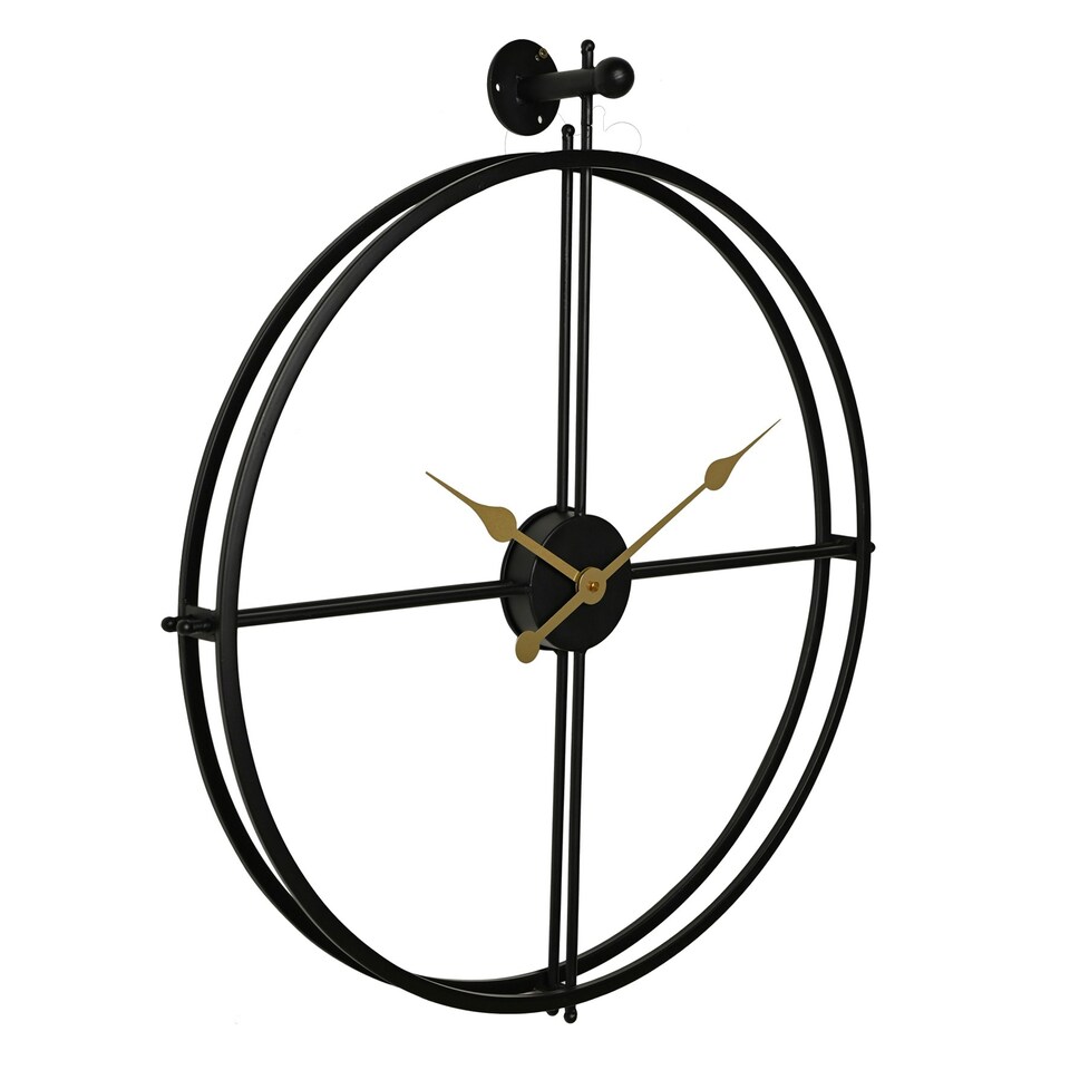 image 1 of Hometime Round Wall Clock Cut Out Design 72 cms Black | Gold