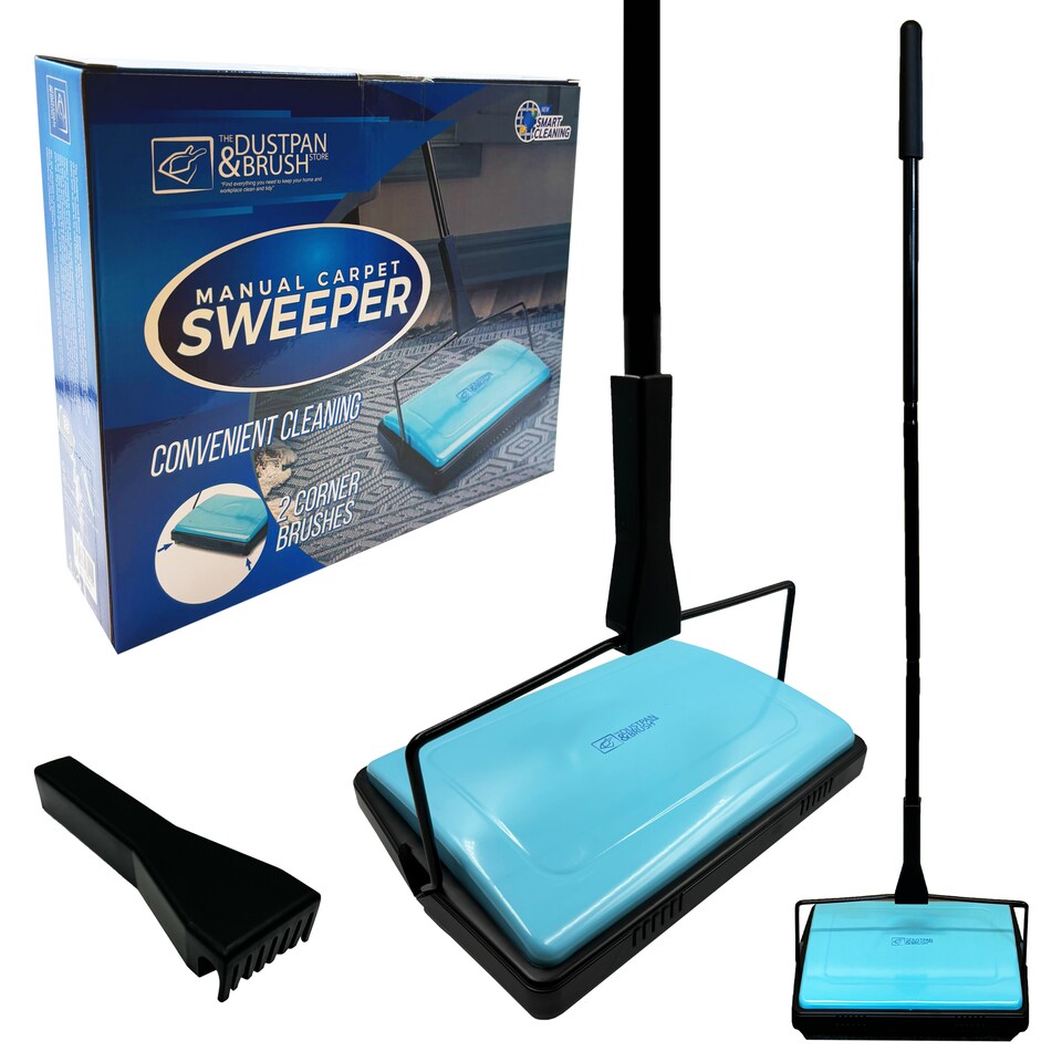 image 1 of Manual Carpet Sweeper with Detachable Cleaning Comb Cordless Carpet & Rug Cleaner for Efficient Floor Cleaning