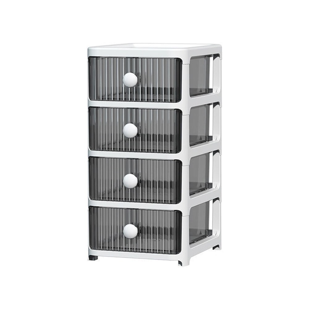 Living and Home 4 Drawer Transparent Desktop Storage Organizer | White