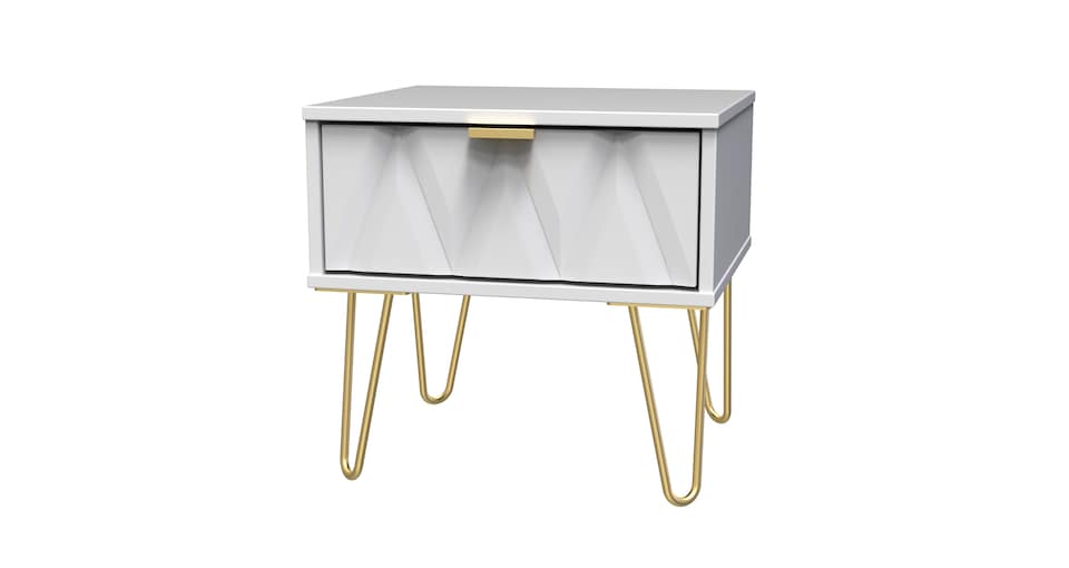 image 1 of Dallas 1 Drawer Bedside Table in White Matt (Ready Assembled) | White | White Matt