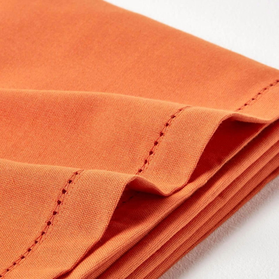 image 1 of Homescapes Burnt Orange Cotton Square Tablecloth - 137 x 137 cm Orange