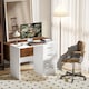 image 1 of HOMCOM Computer Desk with Drawers, Dressing Table, High Gloss Home Office Writing Workstation, White