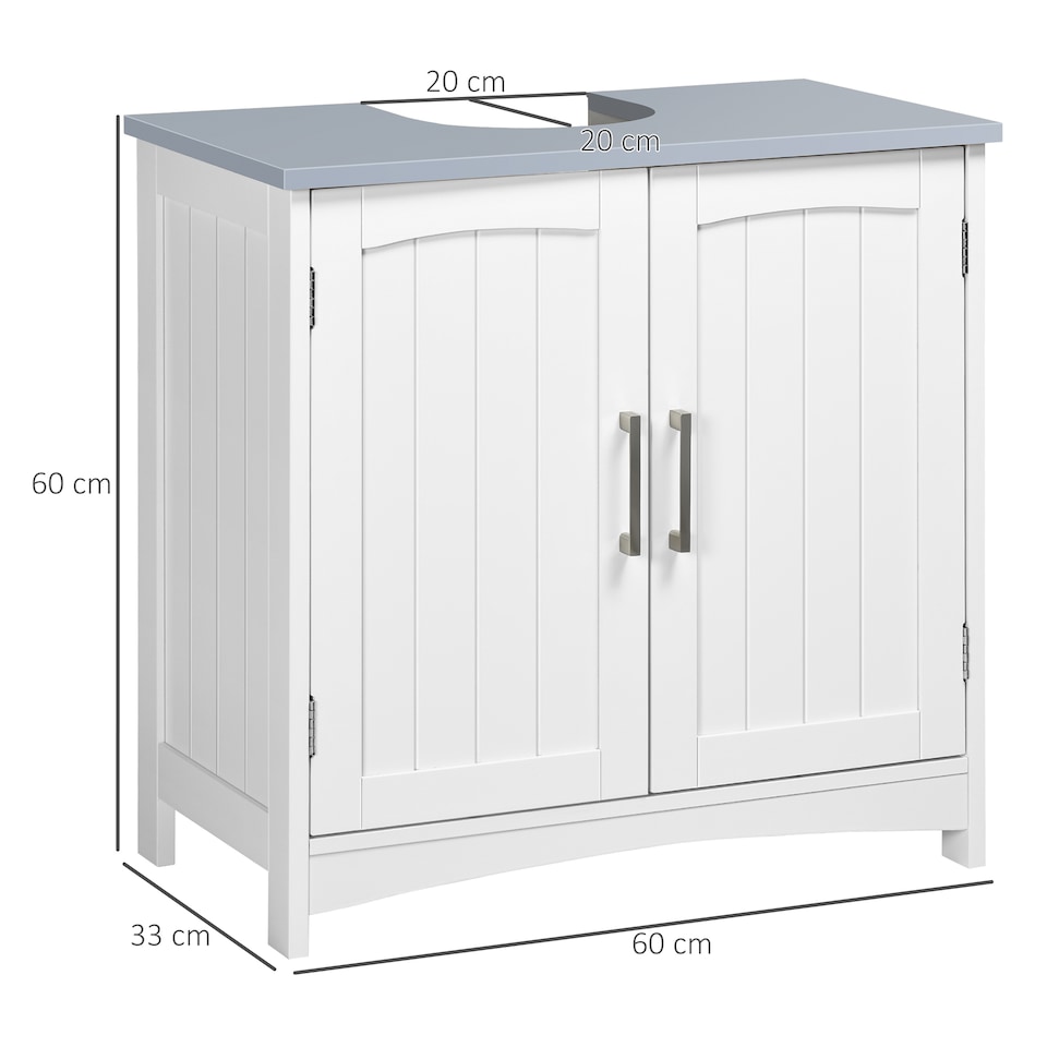 image 1 of kleankin Pedestal Under Sink Cabinet with Double Doors, Modern Bathroom Vanity Unit, Storage Cupboard with Adjustable Shelves, White | White | White