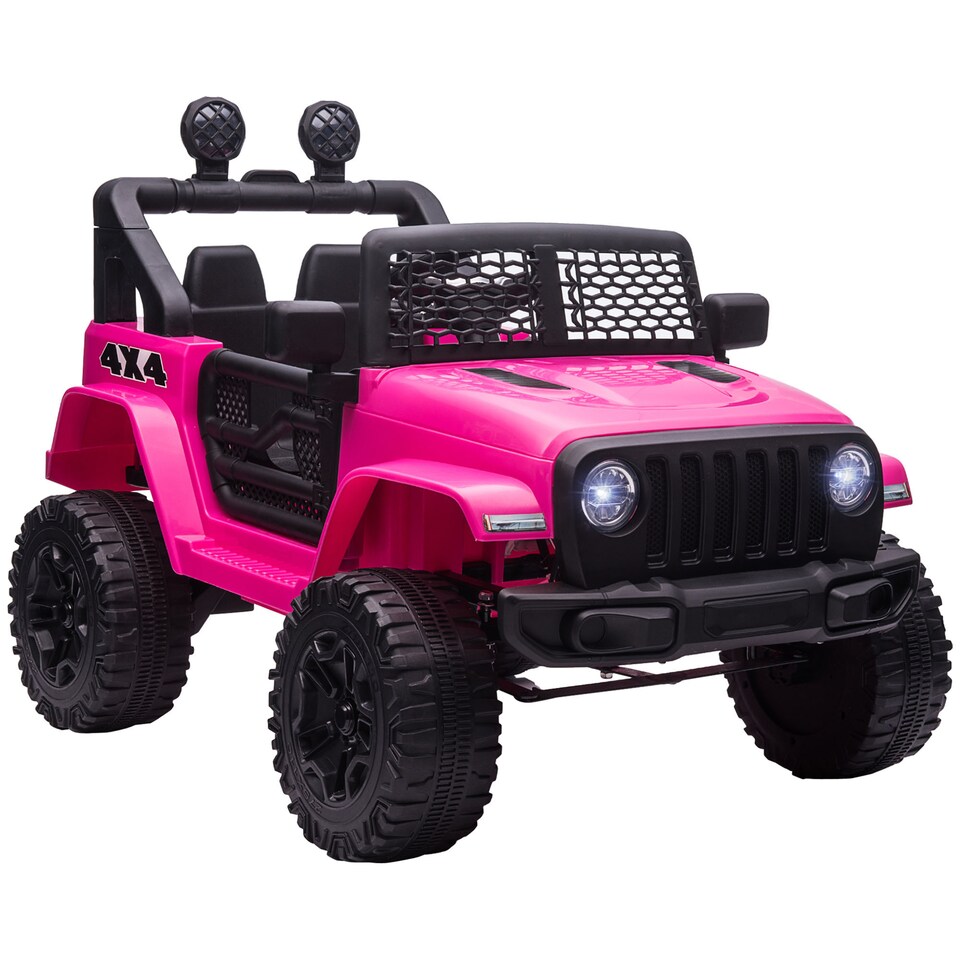 image 1 of HOMCOM Kids Electric Ride On Car 12V Off Road Toy with Parental Remote Control 2 Motors Horn Lights Suspension Wheels for 3-6 Years Old Pink
