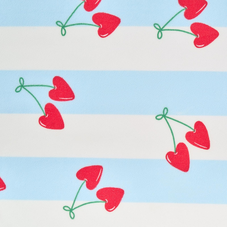 image 1 of OHS Print Beach Towel with Bag Quick Dry Absorbent Travel Spa | Blue | Heart Cherries | One size