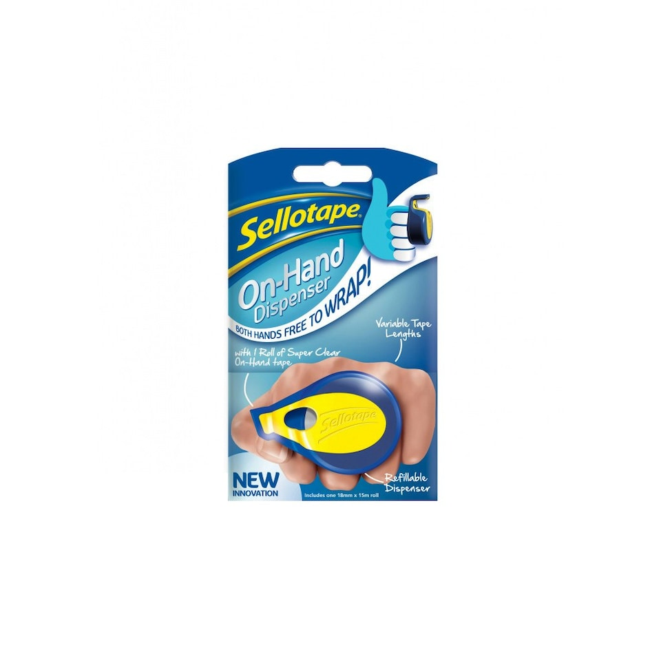 image 1 of Sellotape On Hand Dispenser - Blue/Yellow - 18mm x 15m