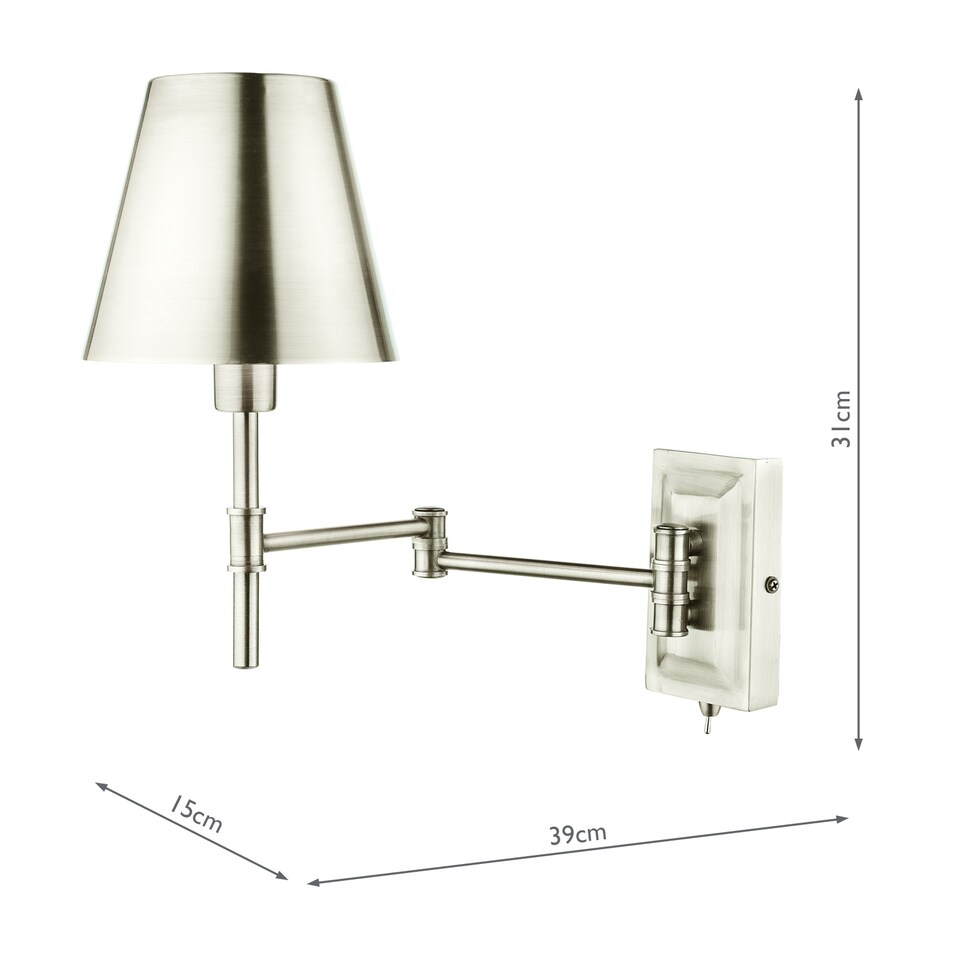 image 1 of Kensington 1 Light Swing Arm Wall Light Polished Nickel