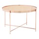 image 1 of Large Pink Mirror Side Table,Round Table With Rose Gold Lattice Base, End Table With Chromed Metal Legs