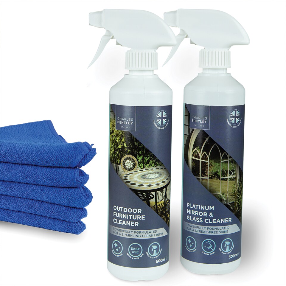 image 1 of Charles Bentley Glass and Outdoor Furniture Cleaner with Microfiber Cloths