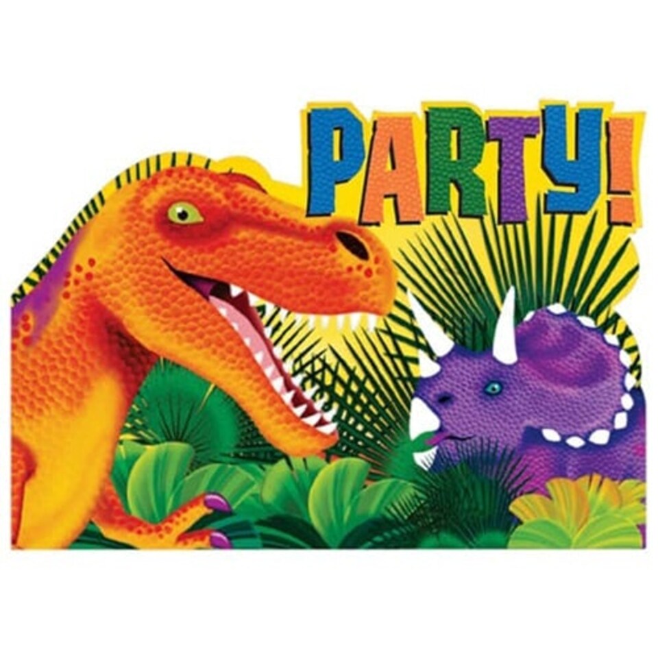 Dinosaur Party Invitations with Envelopes - Pack of 8