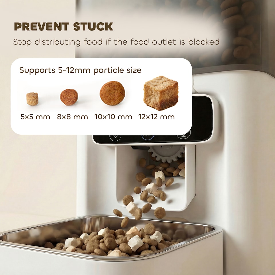 image 1 of PawHut Automatic Cat Feeder, 4.5L WiFi Cat Food Dispenser with Timer | White | White and grey | 28.6L x 18.6W x 35.2H cm