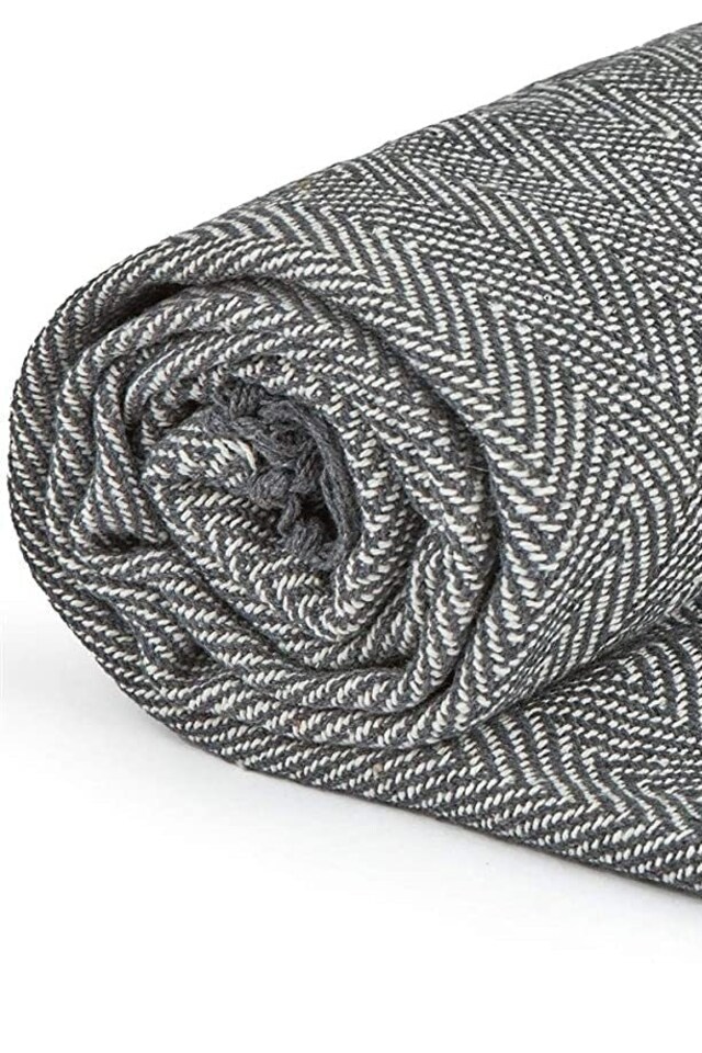 image 1 of Herringbone Throw 70 X 100" - Silver
