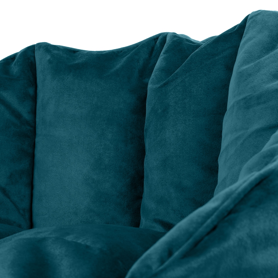 image 1 of icon Sirena Scallop Chair Bean Bag Teal Green Velvet Bean Bags