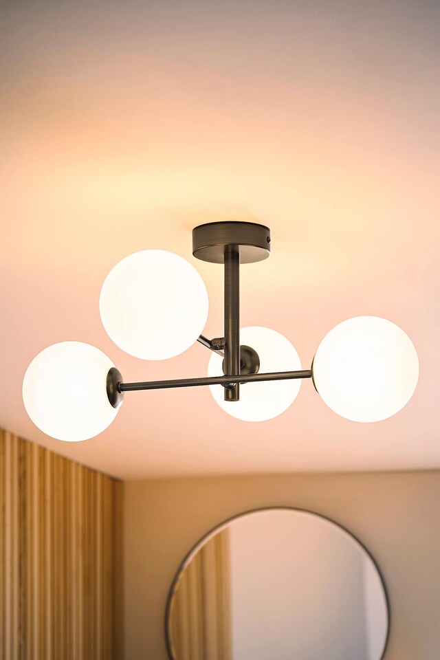 image 1 of ValueLights Darla Brass 4 Way Frosted Shades Ceiling Light