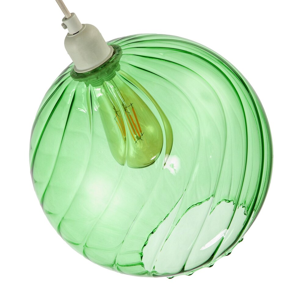 image 1 of Chic Emerald Green Circular Fluted Glass Ceiling Pendant Light Shade | Green | Emerald Green | 1