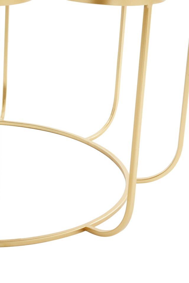 image 1 of Orsina Black & White Petal‑Top Side Table, Floral Daisy‑Style Tempered MDF Top, Gold‑Finish Metal Frame Accent Table