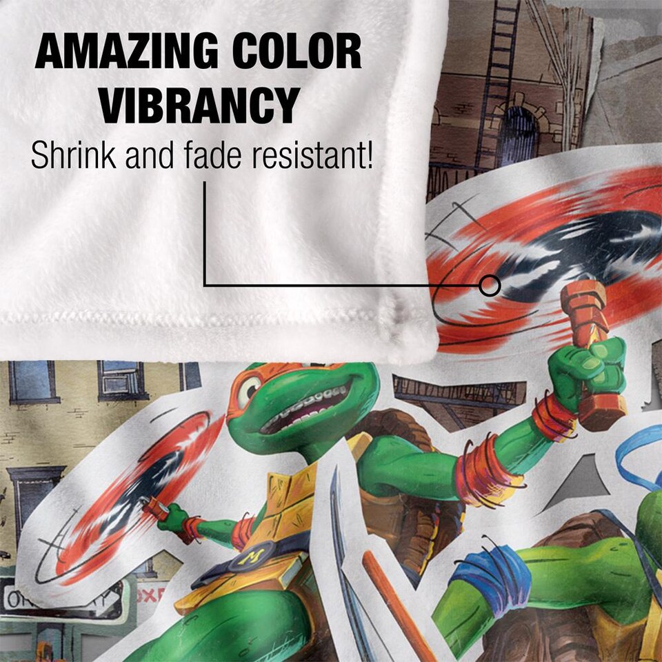image 1 of Teenage Mutant Ninja Turtles: Mutant Mayhem Heroes In A Half Shell Silky Supersoft Blanket | Multi | Multicoloured | 152cm x 127cm | 1