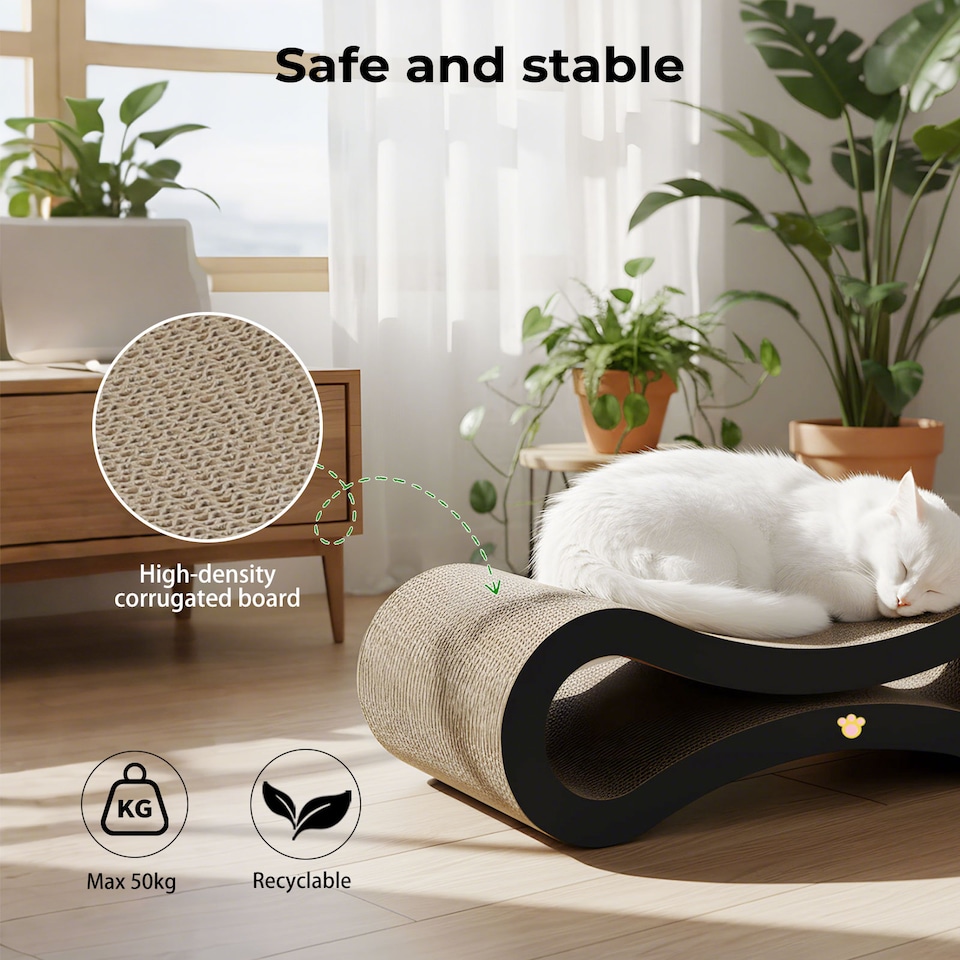 image 1 of Skylos Cat Scratching Board and Lounge Bed Cardboard Scratcher for Cats