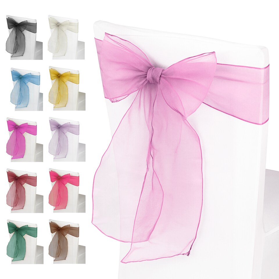 image 1 of 17 x 280cm Organza Chair Sashes, Sheer Sash Ties - 1pc