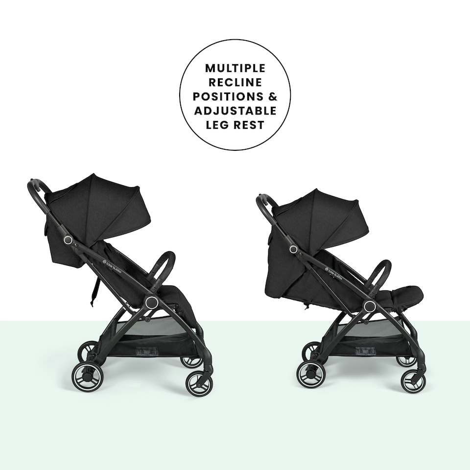 image 1 of Aries Autofold Stroller - Feather-Light Design, Multi-Position Recline, Handy Auto-Fold, Birth to 22kg, UPF 50+ Hood & Raincover (Black)
