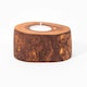 image 2 of Verano Spanish Ceramics Olive Wood Set of 2 Rustic Tea Light Holders - 9cm | Brown | 9cm