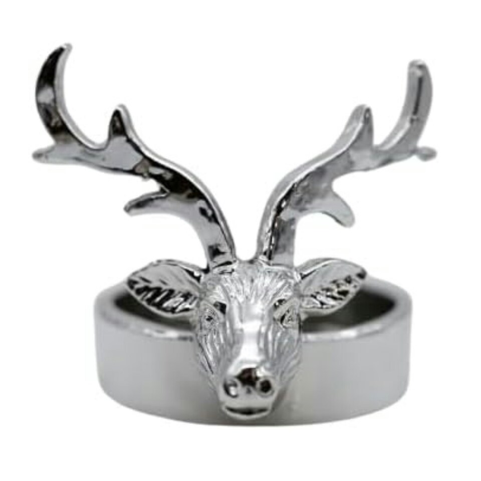 image 1 of Marco Paul 15cm Silver Stag Head Candle Holder Silver