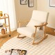 image 4 of COSTWAY Upholstered Rocking Chair Modern Rocker Wood Frame Beige White